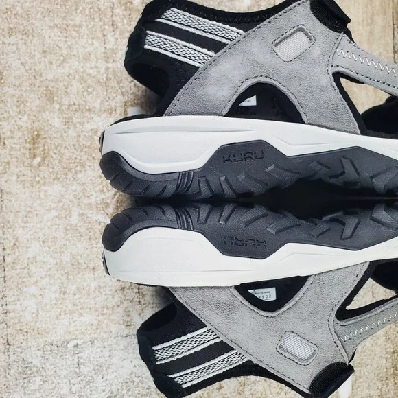 Kuru Tread Womens Sandals Sz 8 M Fossil Gray Sky Blue Jet Black Suede Comfort - Picture 8 of 12